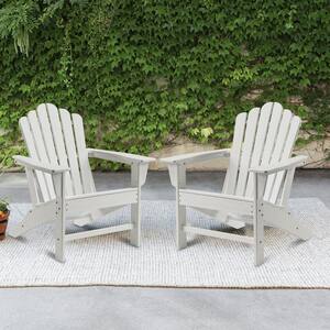 White 2-Piece Classic Outdoor All-Weather Plastic Fade-Resistant Patio Adirondack Chair for Fire Pits and Gardens
