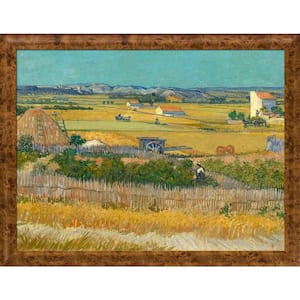 The Harvest by Vincent Van Gogh Havana Burl Framed Nature Oil Painting Art Print 41.75 in. x 53.75 in.