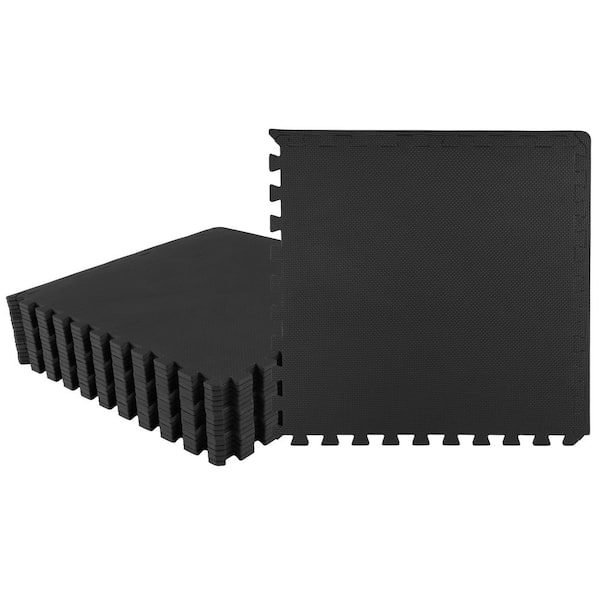 Interlocking Black 25 in. W x 25 in. L x 0.5 in Thick Exercise/Gym Flooring Foam Tiles - 24 Tiles/Case (72 sq. ft.)