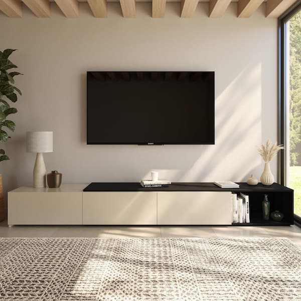 Arlo Black and Ivory Extendable TV Console Fits TV's up to 66 in.