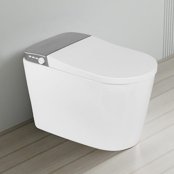1.28 GPF Elongated Smart Bidet Toilet in Glossy White with Heated Seat, Night Lighting