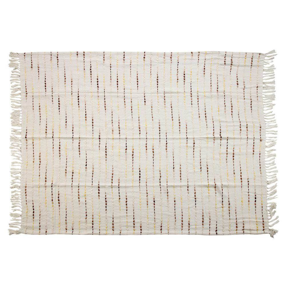 Elegant Boho Striped Cotton Throw Blanket with Fringe 50" x 60"