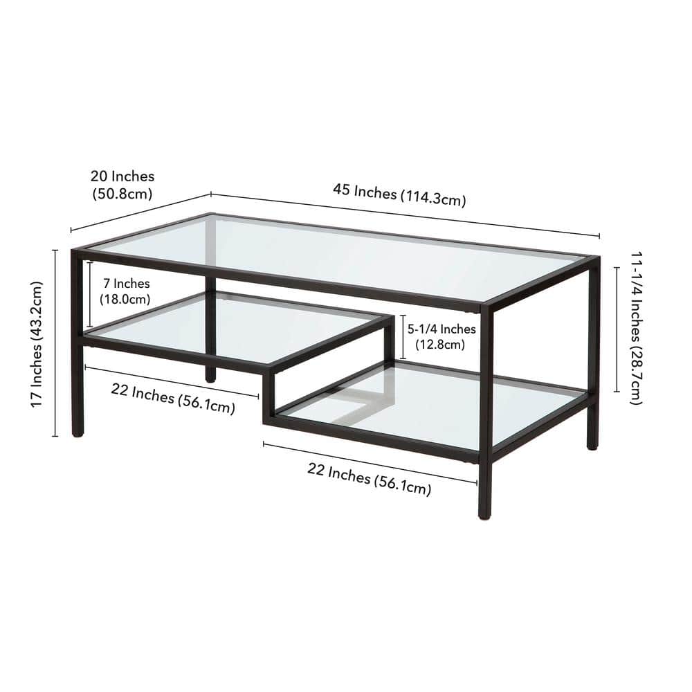 Blackened Bronze and Glass Two-Tier Coffee Table