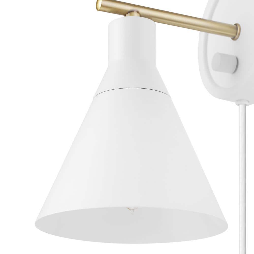 Matte White Brass Accent Dimmable Wall Sconce