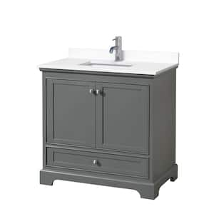 Deborah 36 in. W x 22 in. D Single Vanity in Dark Gray with Cultured Marble Vanity Top in White with White Basin