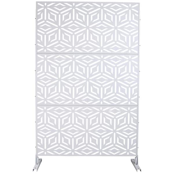 Unbranded Outdoor and Indoor Freestanding Decorative Privacy Screen Metal Privacy Screen, Fence Panels in White