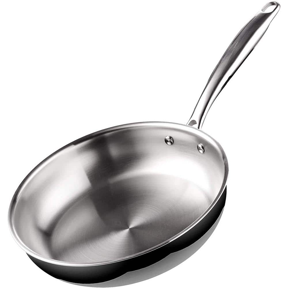 Merten & Storck Tri-Ply Stainless Steel Induction 10 Frying Pan Skillet, Multi Clad, Oven Safe, Silver
