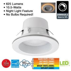 4 in. Adjustable CCT Integrated LED Recessed Light Trim with Night Light 625 Lumens Dimmable Kitchen Bathroom (12-Pack)