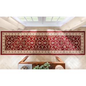 Barclay Sarouk Red 2 ft. 7 in. x 9 ft. 6 in. Traditional Floral Runner Rug