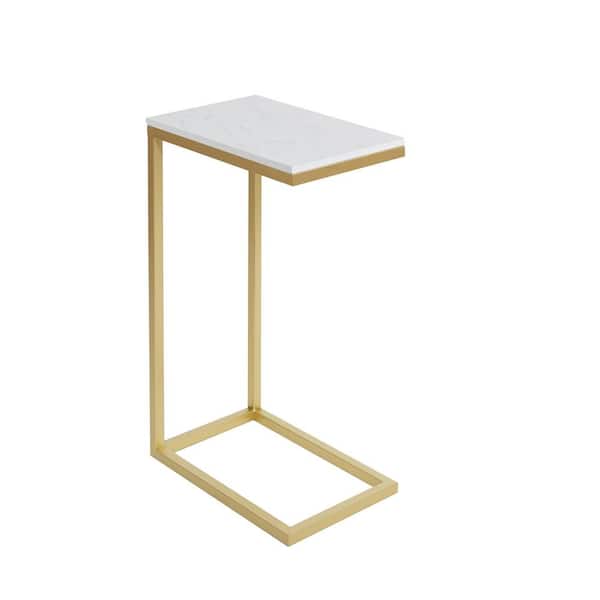 Silverwood Furniture Reimagined Bryson Gold and Faux Marble C Accent Table