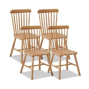 Natural Windsor 100% Solid Wood Dining Chairs Set of 4