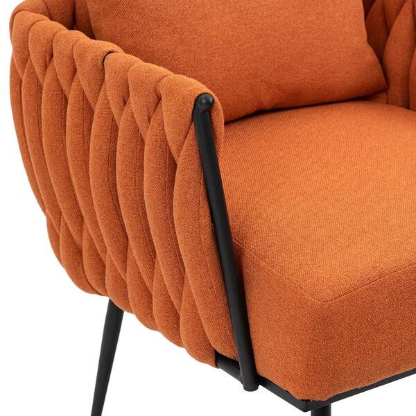 Orange Linen Modern Accent Chair Upholstered Armchair Lounge Chair