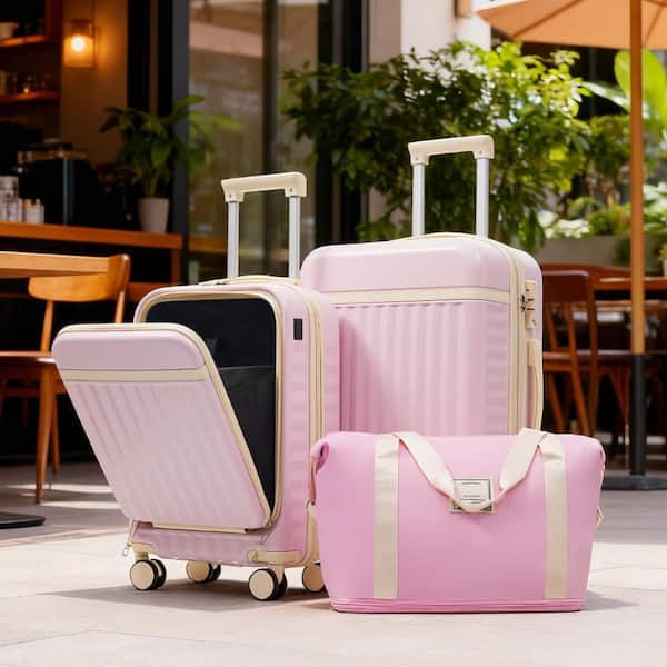 Merax 3 Bags 3-Piece Pink Expandable ABS Hardshell 20 in. 24 in