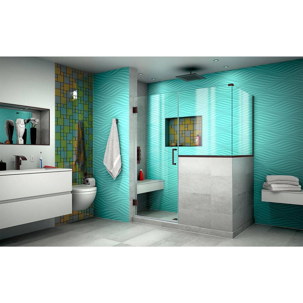 Unidoor Plus 60" Frameless Hinged Shower Enclosure with Clear Glass