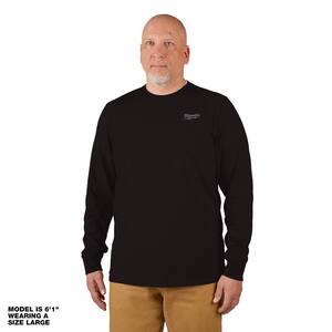 Men's Medium Black Cotton/Polyester Long-Sleeve Hybrid Work T-Shirt
