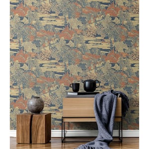 56 sq. ft. Spruce & Red Clay Tory Garden Paper Unpasted Wallpaper Roll