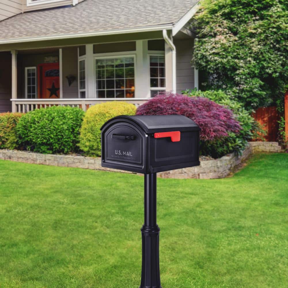 Extra Large Black Plastic Post Mount Mailbox