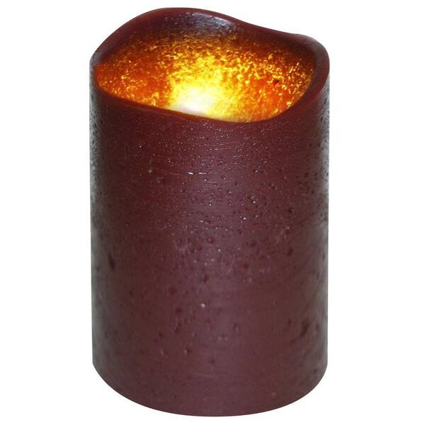Unbranded 3 in. x 4 in. Flameless Lattice Dark Red Candle