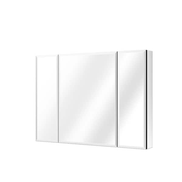 Modern 36 in. W x 26 in. H Rectangular Aluminum Recessed/Surface Mount Medicine Cabinet with Mirror