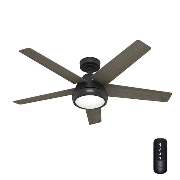Hunter Burroughs 52 in. Indoor Matte Black Ceiling Fan with Light Kit and Remote Included