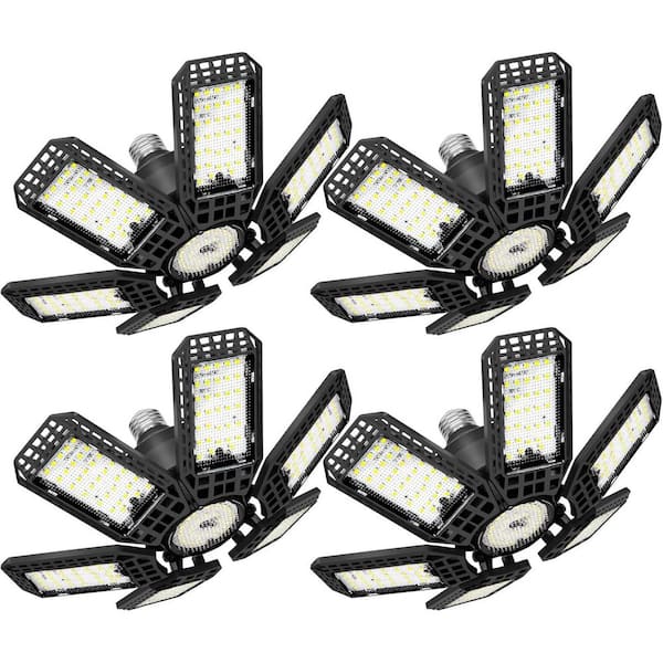 200W 20000-Lumens LED Garage Shop Ceiling Light 4-Pack with 6 plus 1 Adjustable Panels for E26/E27 Socket