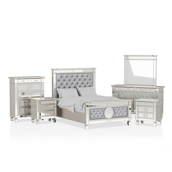 Furniture of America Jeliza 6-Piece Champagne and Gray King Bedroom Set