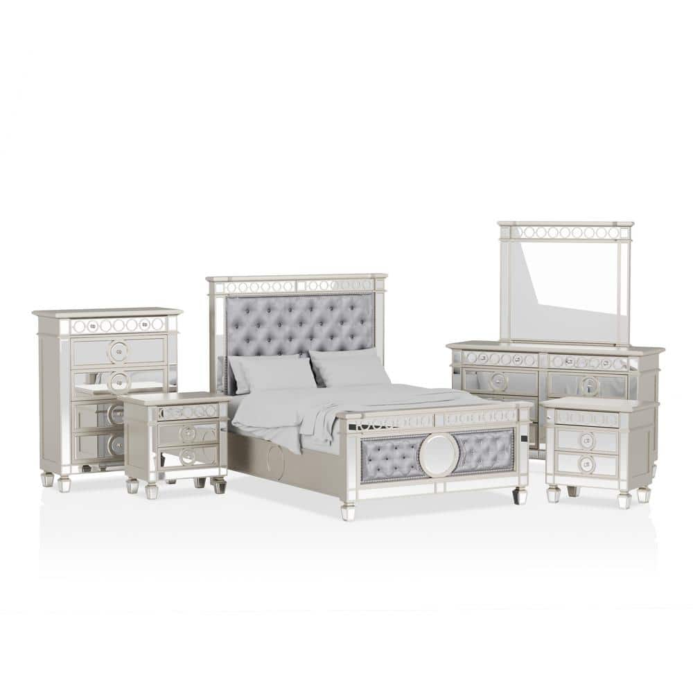 Furniture of America Jeliza 6-Piece Champagne and Gray Queen Bedroom Set  IDF-7134Q-6PC - The Home Depot