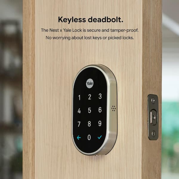 Nest x Yale Lock - Tamper-Proof Smart Wifi Bluetooth Deadbolt Lock with Nest Connect Satin Nickel RB-YRD540-WV-619 - Home Depot