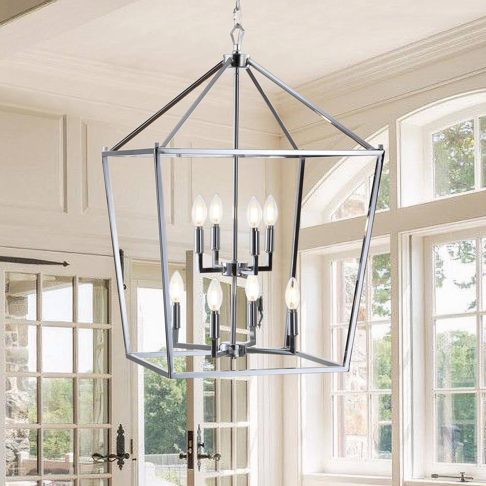 Pagoda 20" Chrome LED Lantern Pendant Light