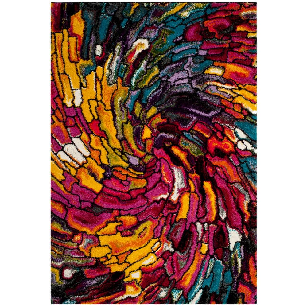 Abstract Multicolor Soft Shag Area Rug 4' x 6'