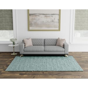 Cordelia Ivory/Blue 5 ft. x 8 ft. Ombre Casual Hand Knotted Wool Area Rug