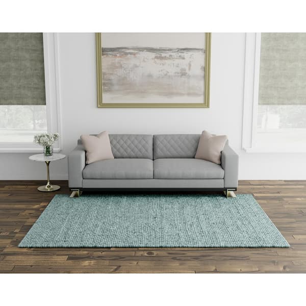 Cordelia Ivory/Blue 8 ft. x 11 ft. Ombre Casual Hand Knotted Wool Area Rug