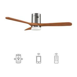 Striver 52 in. Dimmable LED Indoor/Outdoor Nickel Smart Ceiling Fan with Light and Remote, Works with Alexa/Google Home