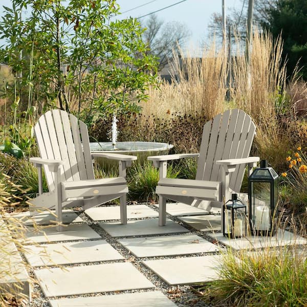 Highwood Hamilton Whitewash Folding and Reclining Plastic Adirondack Chair (2-Pack)