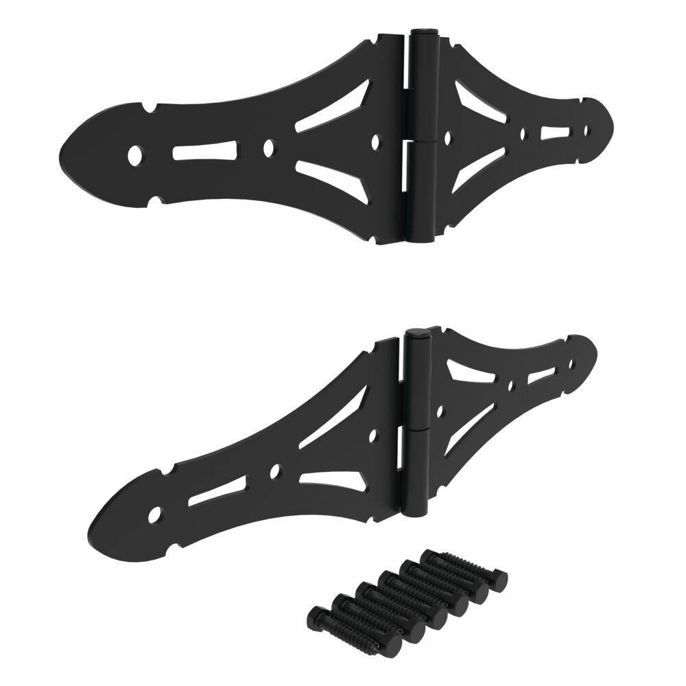 Heavy-Duty Black Double Strap Hinge for Wood Gates