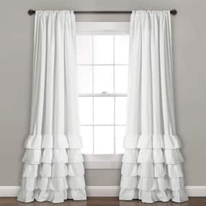 White Solid Rod Pocket Room Darkening Curtain - 40 in. W x 84 in. L (Set of 2)