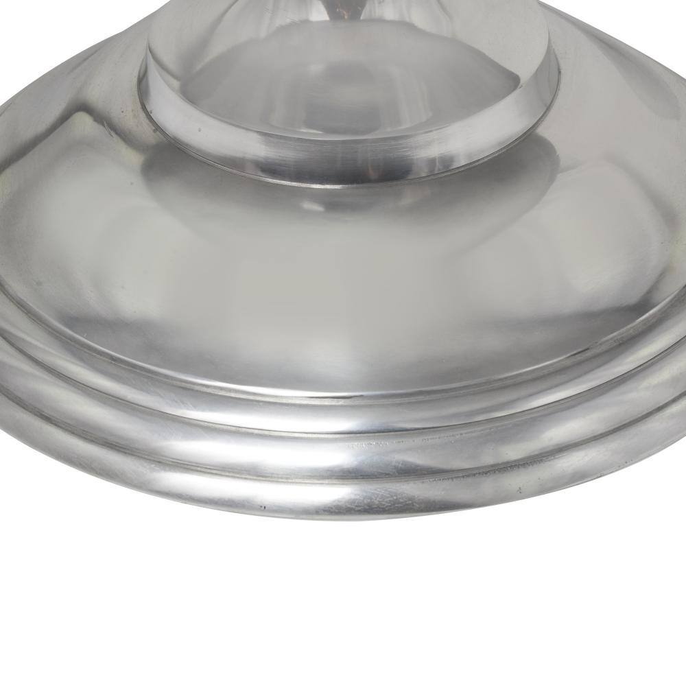 Elegant Goblet-Inspired Round Metal Coffee Table in Silver Finish