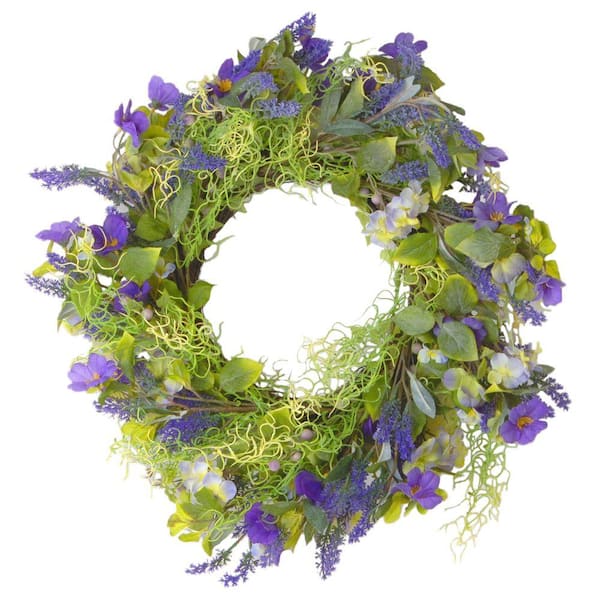 National Tree Company 24 in. Artificial Green and Purple Wreath