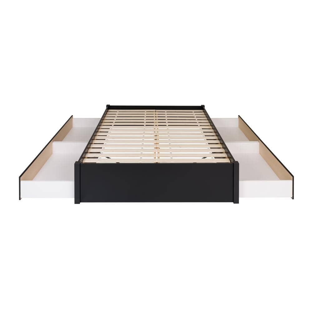 Black Queen Wood Frame Platform Bed with Storage Drawers