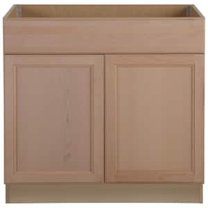 Easthaven Assembled 36x34.5x24 in. Frameless Sink Base Cabinet with False Drawer Front in Unfinished Beech