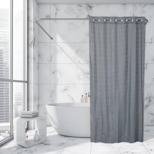 Hookless Shower Curtain Polyester Cubic Color Matching Hooks 71 In L X 