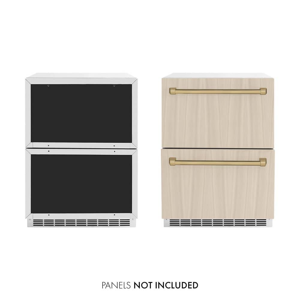 Touchstone 24 in. 4.6 cu. ft. Panel-Ready Drawer Refrigerator with Custom Door and Champagne Bronze Handles