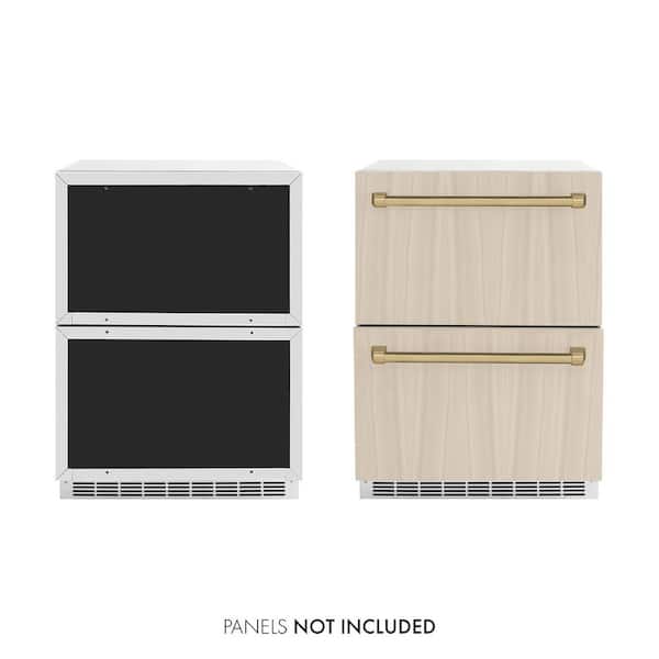 Touchstone 24 in. 4.6 cu. ft. Panel-Ready Drawer Refrigerator with Custom Door and Champagne Bronze Handles