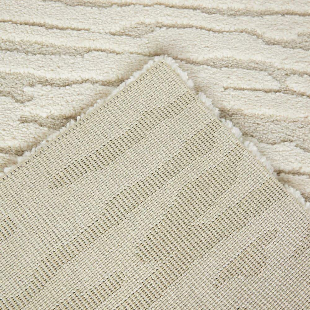 Cream and Gray Abstract Easy Care Area Rug