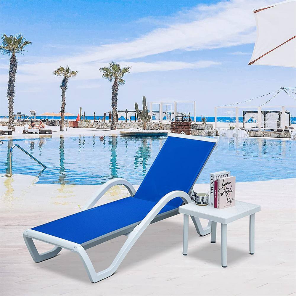 Blue and white chaise lounge hotsell