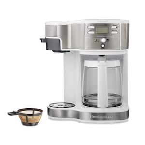 2-Way 12-Cup White Programmable Drip Coffeemaker with Single Serve