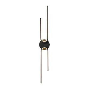 Jovie 31.5 in. 2-Light Black Dimmable LED Wall Sconce