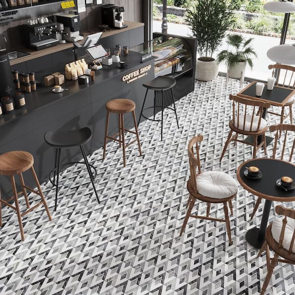 Toscana 12x12 in. Polish Calacatta Bluette Thassos White Diamond Marble Mosaic Wall & Floor Tile (4.65 sqft/case,5 Pack)