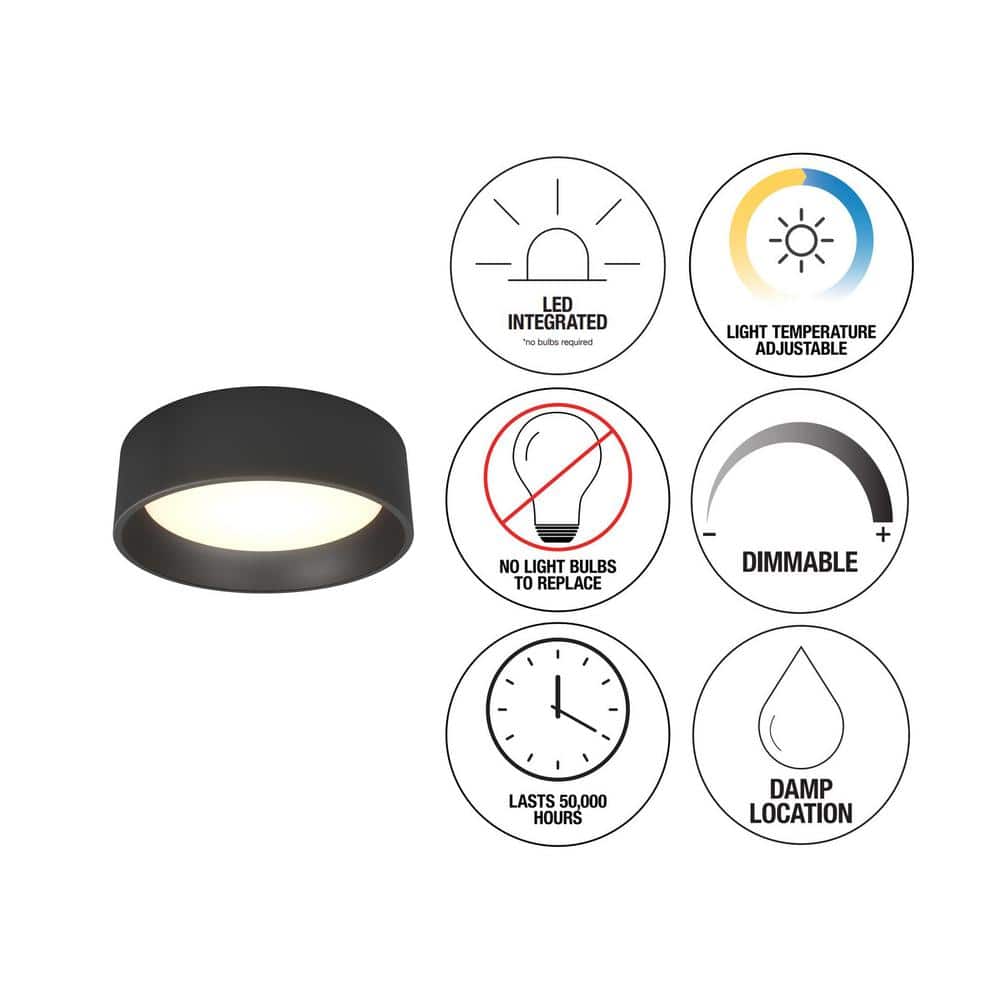 Modern Matte Black LED Ceiling Light with Dimmable Remote Control