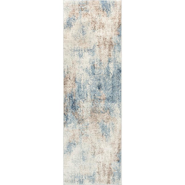 Tayse Rugs Chelsea Abstract Navy 2 ft. x 8 ft. Indoor Runner Rug